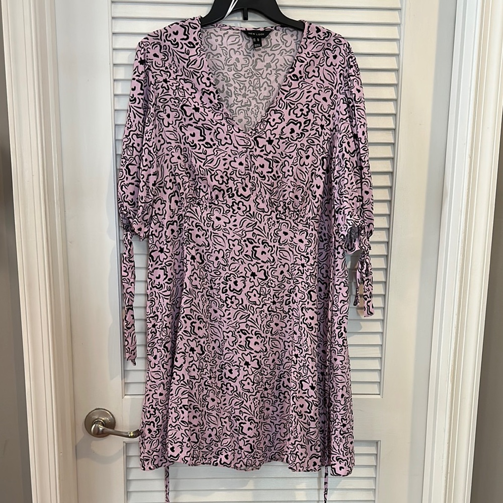 New Look Pink and Black Patterned Mini Dress
